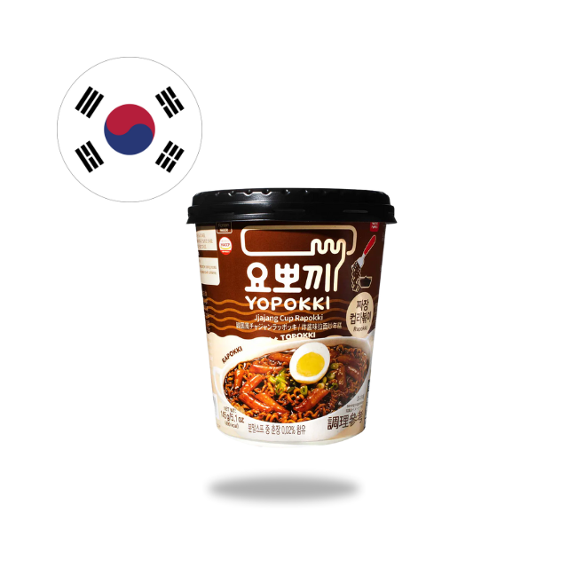 Yopokki Jjajang Rabokki Cup, Topokki Reiskuchen mit Ramen-Nudel 145g