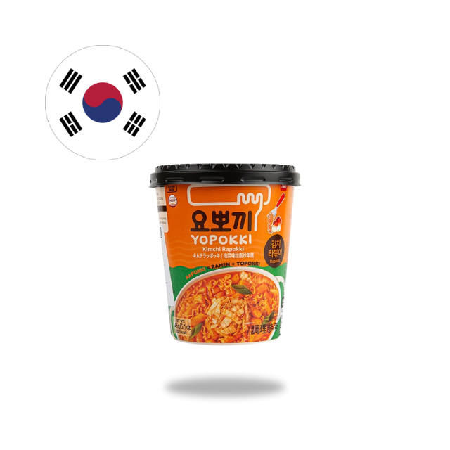 Yopokki Kimchi Cup Rapokki Reiskuchen mit Ramen Nudeln - 145g